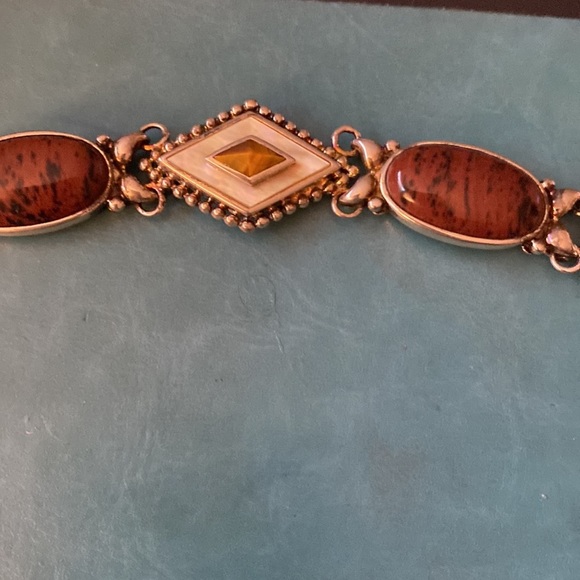 Tiger eye bracelet SIZE 7” Sterling Silver marked 925  VK - Picture 8 of 8